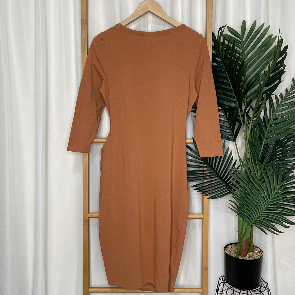 SOLD Seed Heritage Tan Beige Draped Tie Dress S - Picture 2 of 8